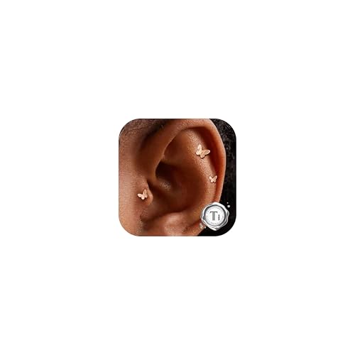 Adramata 3PCS 16G Piercing Hélix/Tragus | G23 Titane Labret à Filetage Interne pour Lèvre/Conch | Hypoallergénique Piercing Oreille Conch Cartilage...