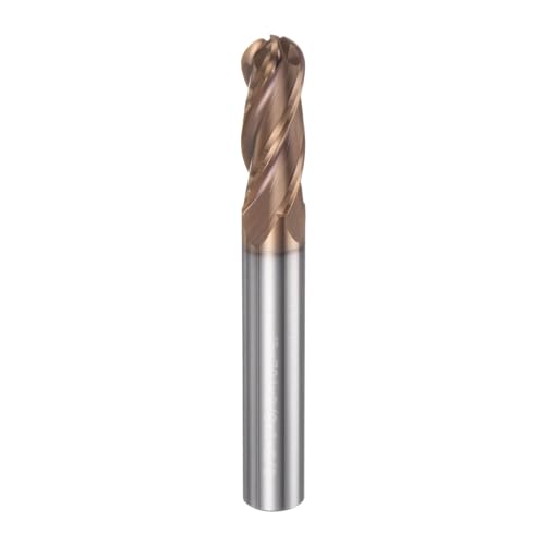Image of HARFINGTON Ball Nose End Mill 4 Flute 3 /8 inch Diameter 3 /8 inch Shank Tungsten Carbide Spiral CNC Router Bits 1 inch Cutting Length Single End Ball Cutting Tool for Carving Engraving Grinding