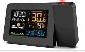 Projection Alarm Clock, Weather Station with Outdoor Sensor, Alarm Clock with Indoor/Outdoor LED Digital Temperature Display,Projector Dimmable