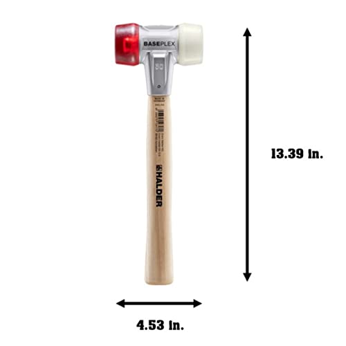 Image of Halder Baseplex Soft-Faced Mallet 3968.050 - Hard Plastic Insert, Hard Nylon Insert, Zinc Die-Cast Housing, Overstrike Protector, 50mm, 33.16 Oz.