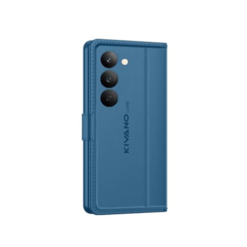 Image of KIVANO LUXE Compatible for Realme Narzo 80 Lite 5G / Realme C73 5G / Realme C75 5G Luxury Handmade Leather Magnetic Flip Folio Case | Card Holder & Kickstand | Slim Protective Cover | Unisex - Blue