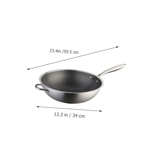 Wok de acero inoxidable PRETYZOOM con asas dobles y antiadherente miniatura 2