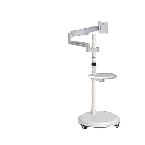 Support mobile à pression d'air sur pied blanc pour double écran et PC portable