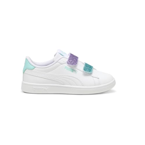 PUMA Toddler Girls Smash 3.0 Leather Glitter Slip On Sneakers Shoes Casual - Purple, White - Size 2 M