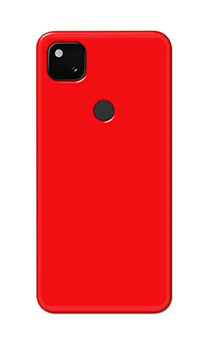Image of Printed Hard Back Cover Case for Google Pixel 4A 4G Back Cover (Plain Red) -1803