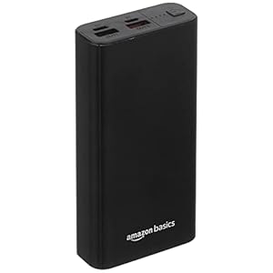 Amazon Basics 20000mAh Lithium Polymer 18W Fast Charging Power Bank | Triple Output (Type C, 2 USB) and Dual Input (Type C, Micro USB) Ports | Metallic Body, Black