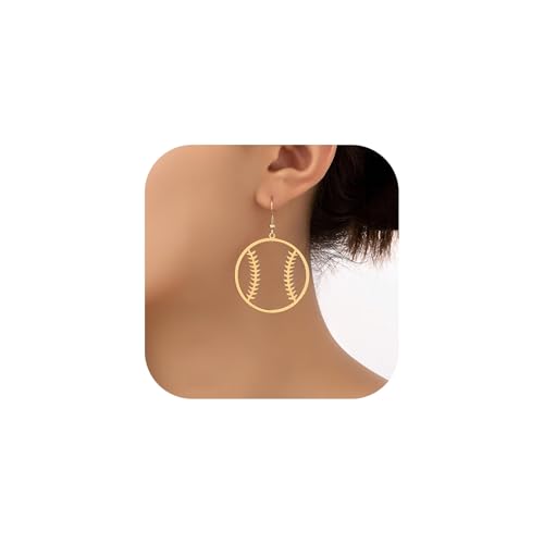 Baseball Earrings for Women Sports Ball Shape Earrings Baseball Drop Dangle Earring Fashion Sports Jewelry Game Day Outfit Accessories Party Favors Gifts - Main Image