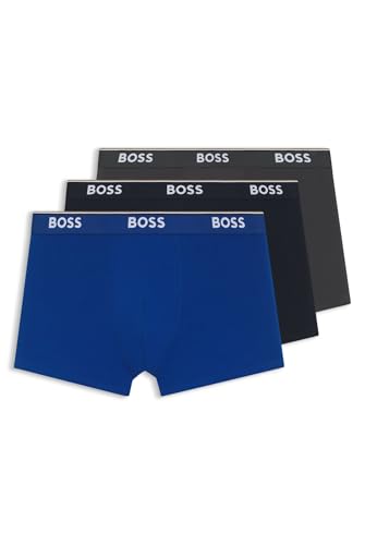 BOSS Boxer Brief 3P CO/EL Caleçon Boxeur, Open Blue487, L (Lot de 3) Homme