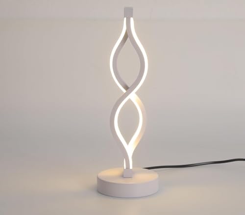 CONGRUI 6W LED Spiral Table Lamp Modern Design Desk Lamp 3 Adjustable Color Temperatures(Bianco)