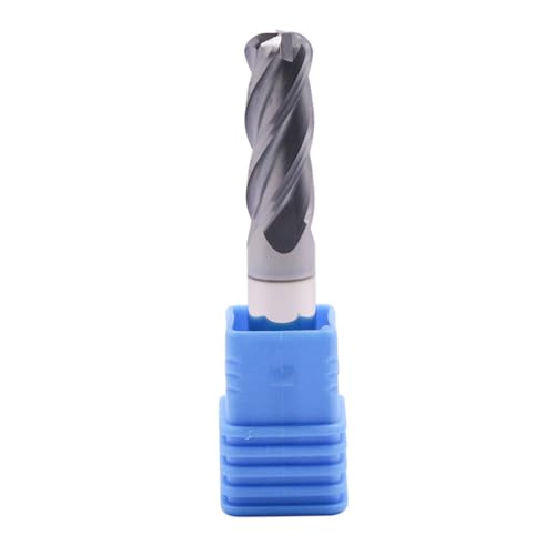 Image of 3 /8 inch 4 Flute Solid Carbide End Mill - .125 inch Corner Radius, AlTiN Coated | 35 Helix, 3 /8 inch Cutting Dia, 3 /8 inch Shank Dia, 1 inch LOC, 2-1 /2 inch OAL For Milling Alloy Steel, Cast Iron, Copper