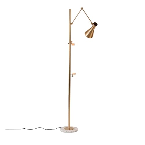 Tall Gold Floor Lamp with Easel, Adjustable Height Tall Metal Standing Lamp, Marble Base, Individual Art Easel Design with Light, Suitable for Personal Art Painting Display