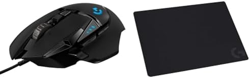 Logitech G G502 HERO Mouse Gaming Prestazioni Elevate, Sensore HERO 25K, 25.600 DPI, RGB & G240 Gaming Mouse Pad in tessuto, Ottimizzato per i Sensori da Gioco, Attrito Moderato