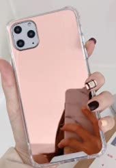 iPhone 13 PRO, Cool Mirror Phone Case. Slim, Sleek, Stylish Reflective Makeup Mirror Case for iPhone. Hard TPU PC Shockproof Back Cover. (Rose Gold)