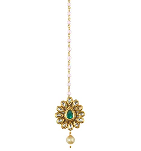 Radhesh Creation and Jewellery Green Brass Pear Shape Maang Tika Decorated with American Diamond for Women (B07HGFWSDJ) Amazon Price History, Amazon Price Tracker