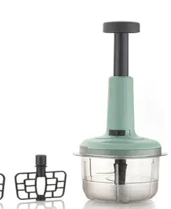 Attachh Anti-Slip Base Unbreakable Food-Grade Plastic Hand Press Fruits and Vegetable Push Chopper for Kitchen 800ml Pack of 1