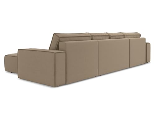 Kimo 4-Sitzer Ecksofa U-Form in Beige - XXL Wohnlandschaft aus Samt, modulares Sofa für Wohnzimmer, Japandi & Skandi Stil, Oeko-Tex 398x185x82 cm, bis 500 kg belastbar – Bild 8