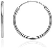 Hoops & Loops Sterling Silver 1.2mm Endless Hoop Earrings, 12mm - All Metals - Image 2