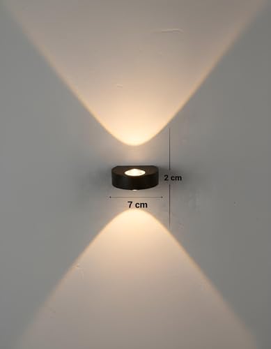 Image of FILLISKA Ultra Slim LED Indoor /Outdoor Wall Light, IP-65 Rainproof & Shockproof Body. (Slim MattBlack 1up + 1down)(2 Year Warranty)