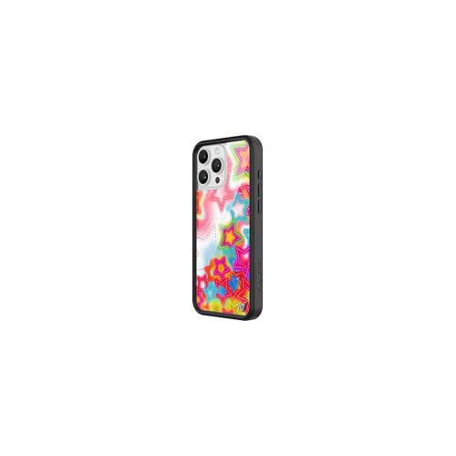 Image of Wildflower Cases - Compatible with iPhone 16 Pro Max |Protective Black Bumper, 6.5ft Drop Test Certified, Women Owned Small Business | Bright Stars Red Blue Green Orange Cute Trendy | Stardust