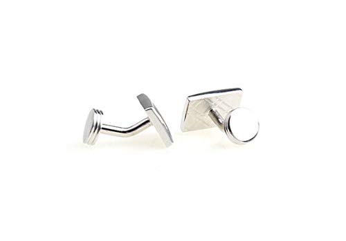 Mancuernillas rectangulares plateadas con azul y negro para hombre miniatura 2