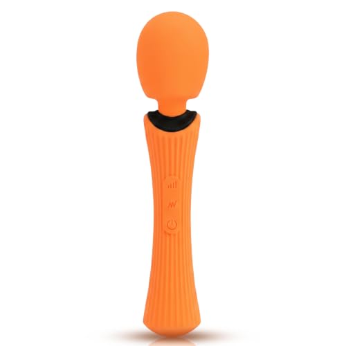 Image of Handheld Personal Wand Massager -USB Rechargeable & Skin-Friendly Silicone, Orange