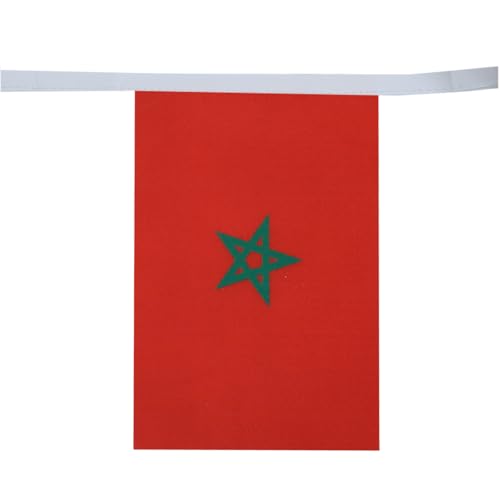 Image of AZ FLAG Morocco 6 meters BUNTING Flag 20 flags 9'' x 6'' - Moroccan STRING flags 15 x 21 cm