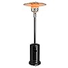 Costway outdoor patio heater 50000 btu propane heater with stainless steel burner and wheels triple protection system standing portable outside heater for porch deck home and commercial black  urban country home decor