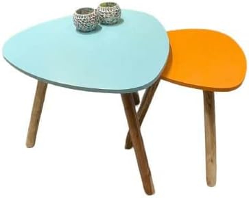 D IX Dimension Coffee Table for Living Room Set of 2 Nesting Side Coffee Tables (DX6_Multicolor)