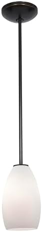Champagne - Integrated (SSL) LED Rod Pendant - Oil Rubbed Bronze Finish - Opal Glass Shade