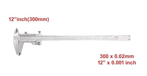 Image of 300mm Vernier Caliper Manual (12 Inch), Stainless Steel Precision Measuring Tool, Dual Scale Metric & Inch, 0.02mm Accuracy, Internal External Depth Measurement for Engineering & Workshop (MN-300)