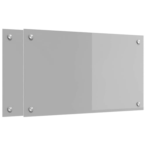 vidaXL Küchenrückwand 2 pcs Hellgrau 70 x 40 cm Gehärtetes Glas, Moderne Küchenrückwand, langlebiger hitzebeständiger Glas-Schutz, schlankes Upgrade für den Kochbereich, minimalistisches Schutzpanel