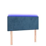 Cabecero azul oscuro 100 x 5 x 78/88 cm terciopelo – cabecero moderno para dormitorio con funda de terciopelo suave, ideal para habitaciones pequeñas y decoración elegante