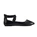 EMMA NEW YORK Women's Flats Comfortable Fashion Shoes for Women with Elastic Ankle Straps Dressy Ballerina Style Closed Toe s for Women Casual Flat, PU-Black, 8, Women