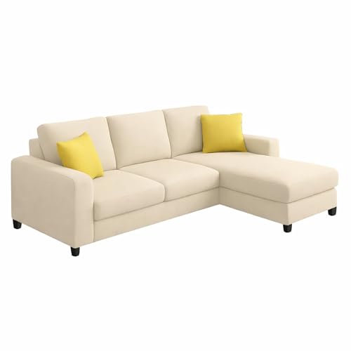Image of Casaliving Rolando 4 Seater RHS L Shape Sofa Set for Living Room (Cream, 4 Seater RHS)