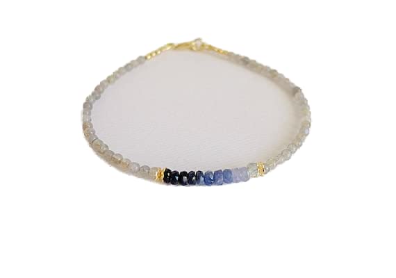 Bracelet unisexe labradorite saphir bleu et or le cadeau précieux pour une occasion spéciale