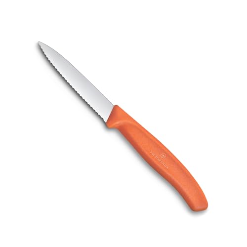 Image of Victorinox Swiss Made, Stainless Steel Swiss Classic Paring Knife, 8 cm, Wavy Edge with Pointed Tip, Professional and Household Use, Kitchen Tools & Items, Orange, 6.7639.C1 | Multipurpose Knife