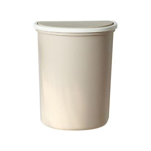 Tofficu Cubo de Basura Doméstico Colgante de Cocina Grande Tapa, Plástico Resistente Color Beige, Basurero Práctico para Hogar y Oficina, Bote de Basura para Reciclaje y Almacenamiento