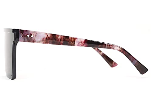 Image of FEISEDY Fashion Siamese Lens Sunglasses Women Men Succinct Square Style UV400 B2470 (Black & Marbling, 60)