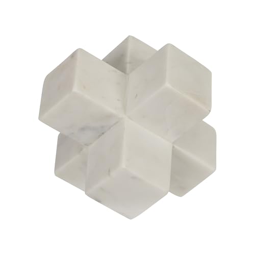 Figura Decorativa Cubo Geométrico de Mármol Blanco 16.5 cm miniatura 1