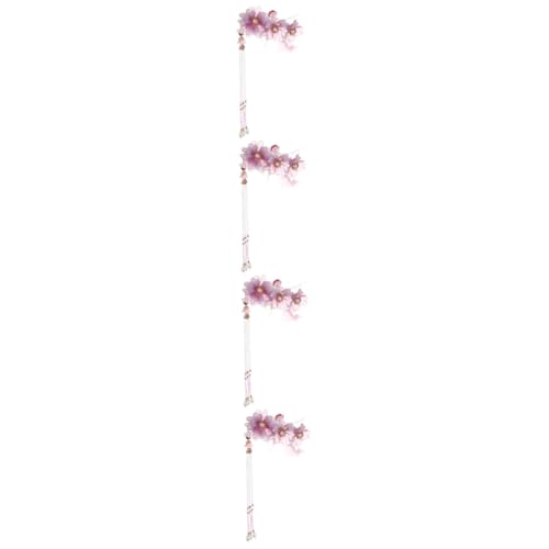 Pinces à cheveux à pompon fleurs MAGICLULU pour femmes et filles (Lot de 4 épingles chinoises)