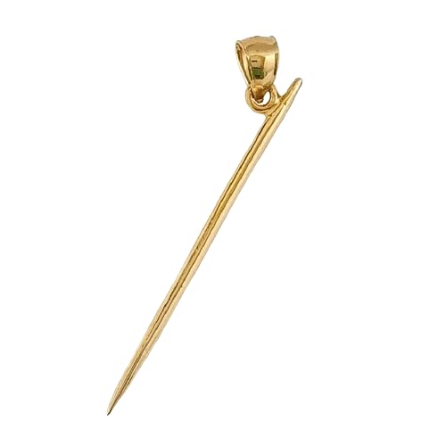 14k Yellow Gold Toothpick 3D (3 Dimensional) Solid Pendant/Charm, Made in USA