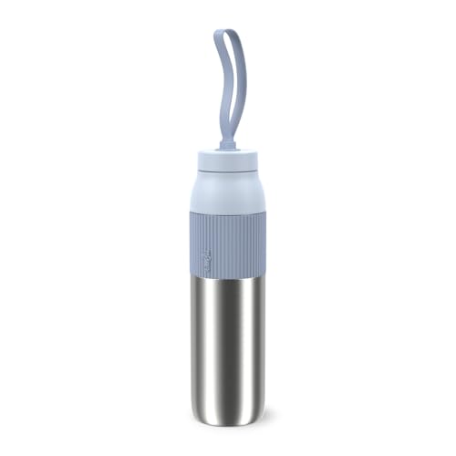 Isolier-Trinkflasche EMSA beYou Twist Bottle mit integriertem Sieb und Trageband 100% dicht spülmaschinengeeignet 0 7 L für Reisen unterwegs Büro für Kohlensäure geeignet Blau N2193400