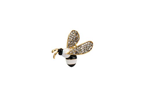 Knighthood White and Gold Bee with Swarovski Wing Brooch
