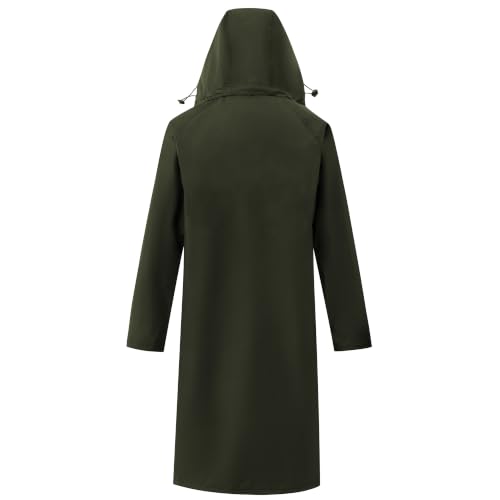 Image of Wantdo Long Rain Coats for Men Waterproof Rain Jacket with Hood | Mens Trench Rain Coat for Outdoor Work, Fishing, Hiking, Fully Taped Seams, Detachable Hood, Flap Pockets with Packable Bag