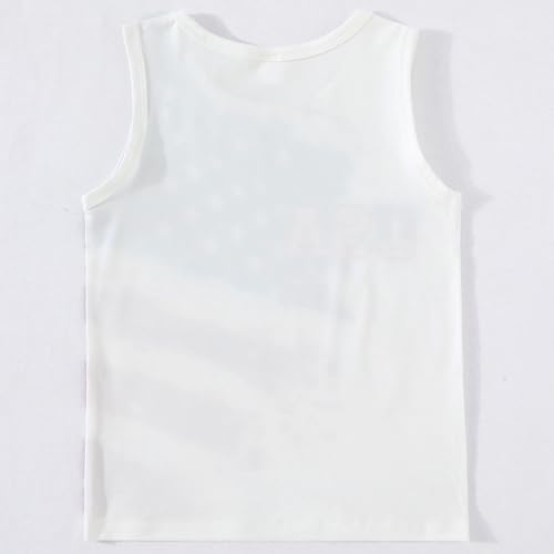 Image of Toddler Boys 4th of July Tank Cotton Kids American Flag Shirts Patriotic Sleeveless Tees Top 2-7 Years