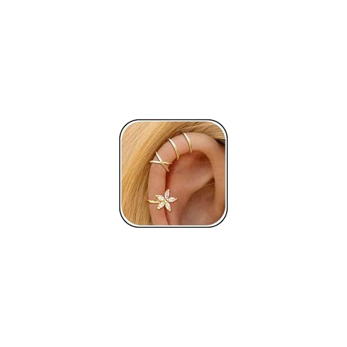 Image of Ear Cuffs Non Piercing 14K Gold Plated Ear Cuff Earrings for Women Trendy Clip on Cartilage Earring Stacks Non Pierced Adjustable Fake Earrings Set Jewelry Christmas Gift 2026 Stocking Stuffers