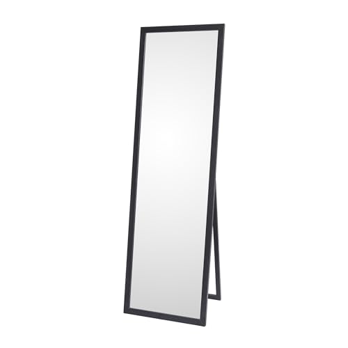 VECELO 姿見 全身鏡 スタンドミラー 150*45cm ブラック 全身ミラー すがた鏡 折りたたみ 立て掛け 木製フレーム 飛散防止加工 シンプル