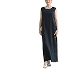 Vestido musulmán sin mangas de satén para mujer, bajo Eid, Ramadán, islámico, árabe saudí, vestido sin mangas, 04 Negro, M