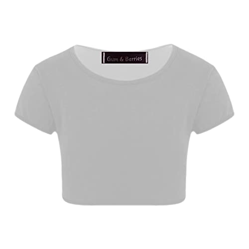 Image of Kids Girls Neon Fluorescent Plain Short Sleeve Crop Tops T-Shirt Tee Top Dance Wear Gymnastic Fancy Dress Age 3-14 Years