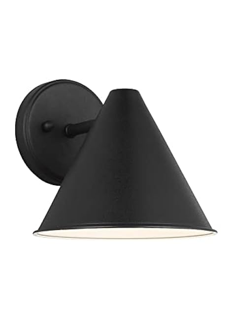 Generation Lighting 8438501-12 Crittenden Dark Sky Compliant Metal Cone Outdoor Wall Sconce Lighting Fixture, 1-Light 75 Watt, 8 H x 8 W, Black